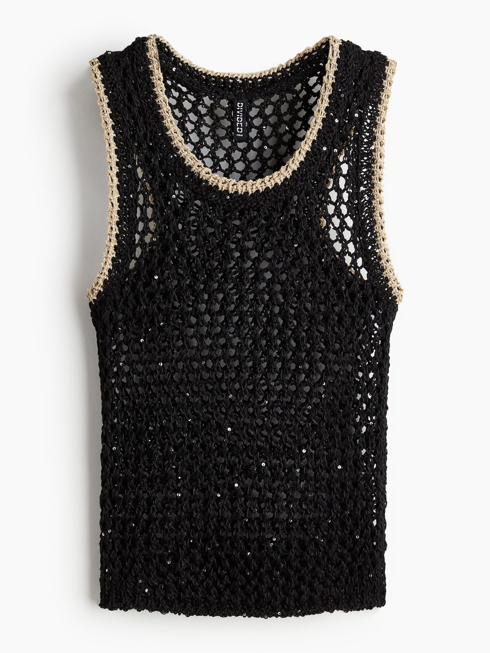 H&M Black Crochet Tank with Cream Trim